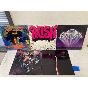 5Pcs Vinyl LP Records Midnight Magic Commodores, Santana, Casablanca, Alive Kiss